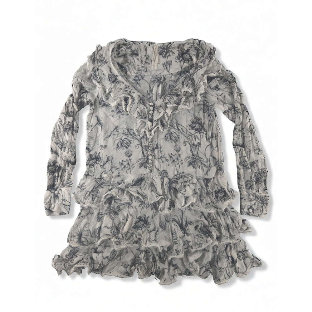Anthropologie The Betsy Tiered Mini Dress M Viscose Floral Cottagecore Frock